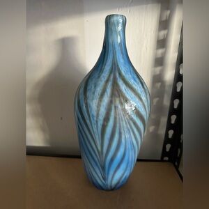 Blue and White Swirled Glass Vase